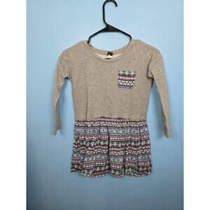 Tea Collection Dress Size 7 EUC Gray With Purple Print Skirt